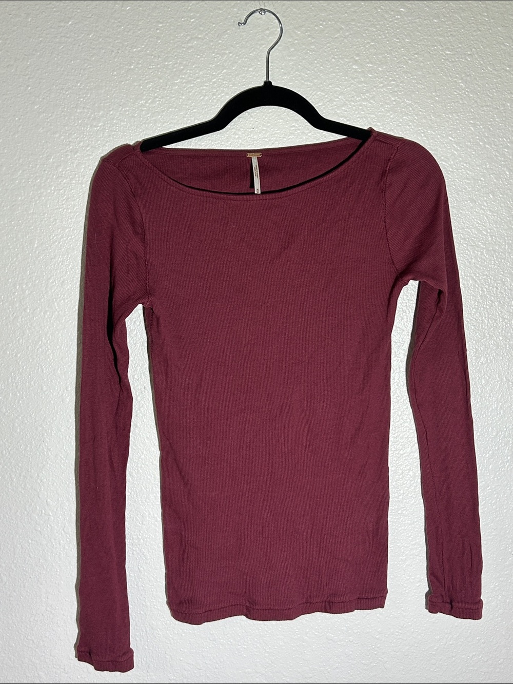 Free People Mara Ribbed Top Burgundy Sz M